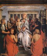 Bartolomeo Suardi, The Madonna and the Nino with eight holy